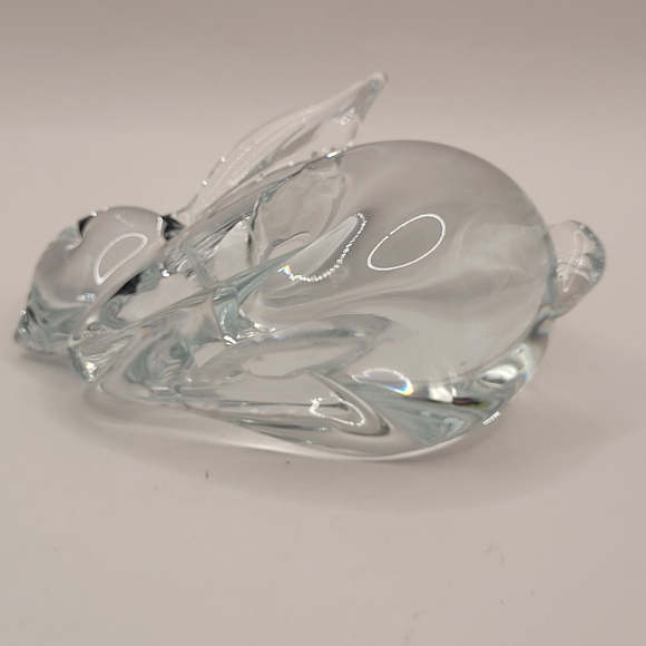 Vintage MCM Art Glass Crystal Bunny Rabbit Paperweight Figurine 4" x 3" - Picture 9 of 11